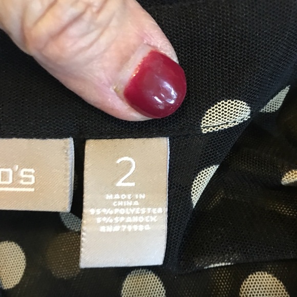 Chico’s Sheer Black Button Down Blouse cream dots - Picture 6 of 6